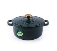 Salter Chester 20 cm Cast Iron Casserole Pot - Self-Basting Lid, Dutch Oven/Stock Pot, Hob to Table Cooking, Suitable for All Hob Types Including Induction, 2L Capacity, PFAS-Free, Green