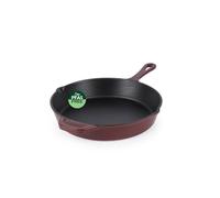Salter Chester Cast Iron Frying Pan - 26cm Universal Skillet, Oven Suitable to 240 °C, Grill, Fry & Sear, Hob to Oven to Table Cooking Pot, Induction Suitable, Enamel Coating, PFAS Free, Red