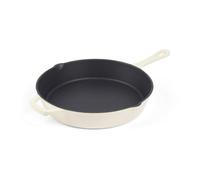 Salter Chester Cast Iron Frying Pan - 26cm Universal Skillet, Oven Suitable to 240 °C, Grill, Fry & Sear, Hob to Oven to Table Cooking Pot, Induction Suitable, PFAS-Free Coating, Cream