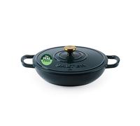 Salter Chester Shallow Cast Iron Casserole - 30cm Dutch Oven, Self-Basting Lid, Cast Iron, Oven-safe, Suitable for all hobs including induction, Content 2.8L, PFAS free, Green