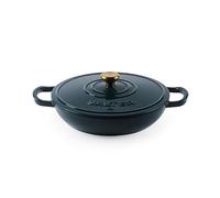 Salter Chester Shallow Cast Iron Casserole Pot - 30cm Dutch Oven/Stock Pot, Self Basting Lid, Enamel Coated Cast Iron, Oven Safe, Suitable for All Hobs Including Induction, 2.8L Cap., PFAS-Free, Green