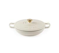 Salter Chester Shallow Cast Iron Casserole Pot - 30cm Dutch Oven/Stock Pot, Self Basting Lid, Enamel Coated, Oven Safe, Suitable for All Hob Types Incl. Induction, 2.8L Cap., PFAS-Free, Cream