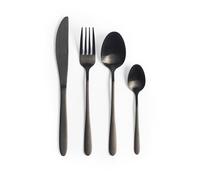 Salter Chiltern 16-Piece Cutlery Set - Black Stainless-Steel Flatware Set, Service for 4 People, Includes Knives, Forks, Tablespoons, Teaspoons, Brushed Finish, Tableware, Home Restaurant, Party