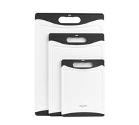 Salter Chopping Board Set, Plastic, 3 Pack, Black/White | Double-Sided Boards, Non-Slip Grip, Dishwasher Safe, Small Medium Large Sizes, Food Prep For Meat Fruit Vegetables