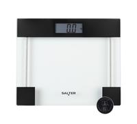 Salter Clear Glass Bathroom Scale - Body Weight Measurements, Toughened Platform, 180KG/400lbs Capacity, LCD Digital Display, Compact, Instant Readings, Kg/St/Lbs, Transparent/Black