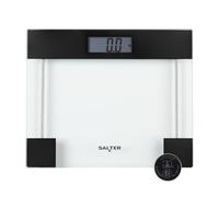 Salter Clear Glass Bathroom Scale - Body Weight Measurements, Toughened Platform, 180KG/400lbs Capacity, LCD Digital Display, Compact, Instant Readings, Kg/St/Lbs, Transparent/Black