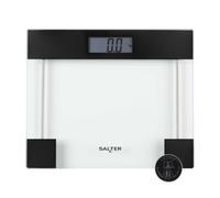 Salter Clear Glass Electronic Bathroom Scale, 180 Kg Capacity | Toughened glass platform, LCD digital display, step-on activation, kg/st/lb unit selection, slim profile for easy storage