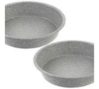 Salter COMBO-3852A Marblestone Round Cake Tin, Set of 2 - 24cm Non-Stick Baking Pan, Lightweight & Durable Carbon Steel, Bake Cakes, Sponges, Pies & Cheesecake, Oven Safe Up To 220°C, Solid Fixed Base