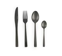 Salter COMBO-5039 64 Piece Regal Cutlery Set, Black Plated Stainless Steel Knife Fork & Spoon Set, 16 Place Settings, Glossy Finish Tableware, Stylish & Modern Flatware Dinner Service
