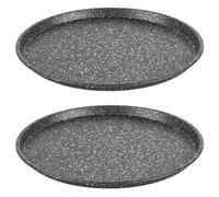 Salter COMBO-8103 Megastone Non-Stick Pizza Pan - Set Of 2 Carbon Steel Pizza Trays, 11"Ø/29cm, Perforated Base For Even Cooking & Extra Crisp, Easy Clean, Lightweight Baking Sheet, Oven Safe To 220°C