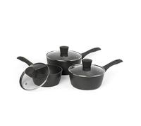 Salter COMBO-8115 Cosmos 3-Piece Pan Set, Non-Stick Saucepan Set, 16/18/20 cm, Forged Aluminium Cookware, Induction Pans, PFOA-Free, Soft-Touch Handles, Corrosion Resistant, Dishwasher Safe, Grey