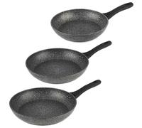 Salter COMBO-8214A Frying Pan Set, 3 Piece Non-Stick Megastone Collection Pans, Dishwasher & Metal Utensil Safe, Forged Aluminium, Use Little Or No Oil for Healthier Meals, 24/28/30 cm, Silver