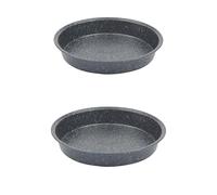 Salter COMBO-8247 Megastone Set of 2 Round Cake Tins - Non-Stick 9" Ø/24cm Baking Tins, Carbon Steel, Easy Clean, Baking Trays, Fixed Base, Oven Safe Up to 220°C, for Victoria Sandwich, Sponge Cake