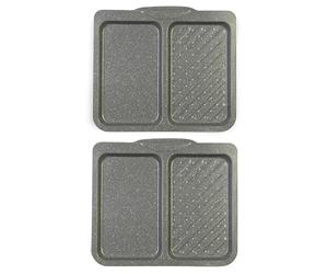 Salter COMBO-8318A Marblestone Split Baking Tray - Set of 2, Non-Stick Oven Sheet, Carbon Steel, Perforated Crisper, Oven Safe 220°C/Gas Mark 7, Perfect for Batch Cooking & Roasting