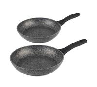 Salter COMBO-8578A Frying Pan Set, Non-Stick Forged Aluminium Cooking Pans, Induction Suitable, Corrosion-Resistant, Dishwasher/Metal Utensil Safe, Soft-Touch Handle, Megastone, Silver/Black, 20/28cm