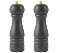 Salter COMBO-8674 Salt and Pepper Grinder Mills- Set of 2, Adjustable Grinding from Fine to Coarse, Ceramic Mechanism, Suitable for Rock Salt & Peppercorns, Seasoning, Extra Cap Included, Charcoal