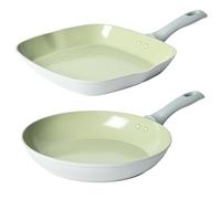 Salter COMBO-8728A Earth 28 cm Frying Pan & Griddle Set - Healthy Ceramic Non-Stick Coating, PFAS-Free Induction Cookware, Aluminium Egg Pancake Cooking Skillet/Grill Pan for Steak, PFOA/PTFE-Free