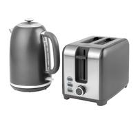 Salter COMBO-8799 Kettle And Toaster Set ? Grey 1.7L Fast Boil Kettle With Pull Top Lid, 2-Slice Electric Toaster, 360? Swivel Base, Water Window, 7