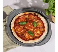 Salter COMBO-9012 Marblestone 37 cm Pizza Tray - 2 Pack, Non-Stick Oven Sheet with Handles, Perforated Crisper Base, Oven Safe up to 220c, Carbon