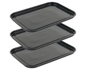 Salter COMBO-9021 Baking Tray Set - 3 Pack, 40 cm Vitreous Enamel Coated Steel Flat Oven Pan, Large Cookie Sheet, Bakeware for Baking/Roasting, PFAS-Free, Dishwasher Safe, Oven Safe to 230°C, Black