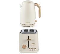 SALTER COMBO-9060 Pebble Kettle & 2-Slice Toaster Bundle - Cream, Black