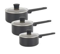 Salter COMBO-9152 Ceramic Saucepan Set ? 3 Piece 16/18/20 cm, Recycled Aluminium Body, Healthy PFOA & PFAS-Free Non-Stick, Induction Suitable, Easy