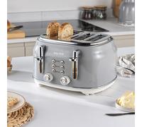 Salter COMBO-9191 Retro Kettle & Toaster Set - 1.7L Fast Boil Kettle With Removable Limescale Filter, 4-Slice Wide Slot Toaster for Thick Bread, Hig