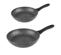 Salter COMBO-9285 Megastone Thermo Collar Frying Pan Set - 20/32 cm Pans, Non-Stick Coating 10 x Tougher, Corrosion & Scratch-Resistant Forged Aluminium, Heat Indicator Collar, Metal Utensil Safe