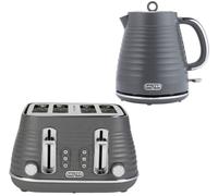 Salter Ripple Kettle & Toaster Set - 1.7L Capacity, Electric Cordless, Removable Filter, Auto-Shut Off, 4 Extra Thick Toasting Slots, Removable Crumb Tray, 6 Browning Levels, Self-Centring, COMBO-9412