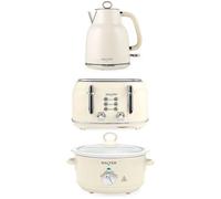 SALTER COMBO-9505 Retro Jug Kettle, 4-Slice Toaster & Slow Cooker Bundle - Cream, Cream