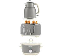 SALTER Combo-9506 Retro Jug Kettle, 4-Slice Toaster & Slow Cooker Bundle - Grey, Silver/Grey