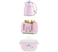 SALTER COMBO-9507 Retro Jug Kettle, 4-Slice Toaster & Slow Cooker Bundle - Pink, Pink