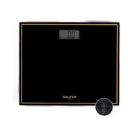 Salter Compact Bathroom Scale - Digital Bodyweight Scale, 150kg/23st 8lb, LCD Easy To Read Display, Step On Instant Accurate Readings, Slim Design, Neat Storage, Battery Included, Black/Gold