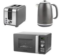 SALTER Cosmos COMBO-8744 2-slice Toaster, Jug Kettle & Solo Microwave Bundle - Grey, Silver/Grey