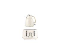 Salter Cream Retro Kettle & 4-Slice Toaster Set 1.7L, Fast Boil, Wide Slot