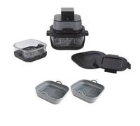 Salter Crisp & Go Portable Air Fryer and Square Air Fryer Basket Liner Set - 4L Capacity, 1.5L Container, 360° Viewing, PFAS-Free Trays, 4 Pre-sets, Non-Stick, Dishwasher Safe, BPA-Free Liners, 1500W