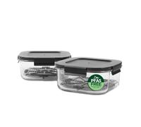 Salter Crisp & Go Prep & Go Set, 2 x 1.5 L Glass Containers with Lids & Crisper Trays, PFAS-Free, Oven, Dishwasher & Microwave-Safe Food Storage Boxes with Lids, Ideal Reusable Meal Prep Containers