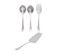 Salter Dalton 4pc Serving Set - Slotted Spoon, Solid Spoon, Serving Fork & Cake Server, 18/10 Stainless Steel, Dishwasher Safe, Mirror Polished, Ideal for Salad, Cake, Buffet, Weddings & Parties
