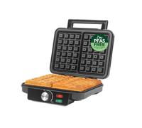 Salter Deep Fill Waffle Maker, 1200W, Twin Plates, Adjustable Temperature | PFAS-Free Ceramic Non-Stick Coating, Extra-Deep Plates, Power/Ready Lights, 2 Portions, Black & Stainless Steel Finish