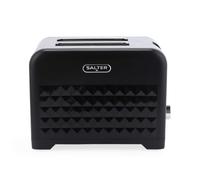 Salter Diamond 2-Slice Toaster, Wide Slots, 7 Browning Levels | Defrost, Reheat, Cancel Functions, High Lift Eject, Self-Centring Slots, Removable Crumb Tray, 930 W, Black Finish