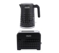 Salter Set - 3kW Fast Boil Kettle with Cool Touch Body, Swivel Base, Diamond Design, 2-Slice Toaster with Wide Toasting Slots, High Lift, Removable Crumb Tray COMBO-9356, Stainless Steel
