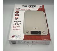 Salter Digital Taupe Kitchen Scale - Electronic Food Weighing Scales for Liquids and Fluids, Easy Read Backlit Display, Tare/Zero Function, Slim Compact Design, 5KG Capacity, Batteries Included