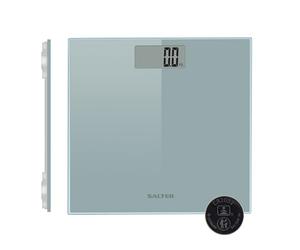 Salter Digital Bathroom Scale - Body Weight Scales for People, Ultimate Accuracy, 180kg, Large Ultra Slim Platform, High Precision, Tap to Start, (Stone/Kgs/Lbs), 1 x CR2032 Battery Included, Silver