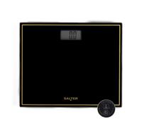 Salter Digital Bathroom Scale Compact 150kg LCD Display Slim Design Black/Gold