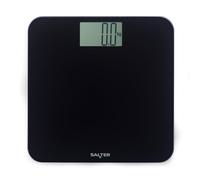 Salter Digital Bathroom Scale - Weighing Scales with Large Digital LCD Display, 180kg/28st/396lbs, High Precision, 0.1kg Increments, Body Fat Scales, Compact 6mm Glass Platform, 31 x 31 cm, Black