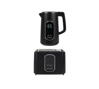 Salter Digital Kettle & Toaster Set - 1.7L Temp Rite Kettle with Variable Temperature Control, Toast Rite 2-Slice Toaster with Precise Browning Control, LED Touchscreen Displays, Black