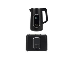Salter Digital Kettle & Toaster Set - 1.7L Temp Rite Kettle with Variable Temperature Control, Toast Rite 2-Slice Toaster with Precise Browning Control, LED Touchscreen Displays, Black