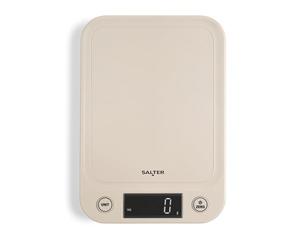 Salter Digital Taupe Kitchen Scale - Electronic Food Weighing Scales for Liquids and Fluids, Easy Read Backlit Display, Tare/Zero Function, Slim Compact Design, 5KG Capacity, Batteries Included