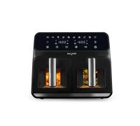 Salter Dual Air Fryer - Clear Viewing Windows, Dual-View Pro, Healthy Fried Foods, Large 2 Drawer Easy Clean Baskets, 10 Cooking Functions, Family Size, Touch Display, 7.6L Capacity, 1700W, EK5196GW
