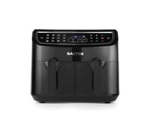 Salter Dual Air Fryer - Double Drawer, 2 XL Non-Stick Cooking Trays, Sync & Match Cook Function, Independent Cooking, 8.2L, Sensor Touch Display, 12 Presets, Oil Free, 2200W-2600W, Black